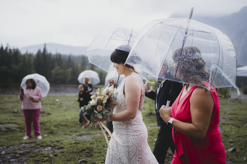 Canmore elopement photographer at mountain base wedding