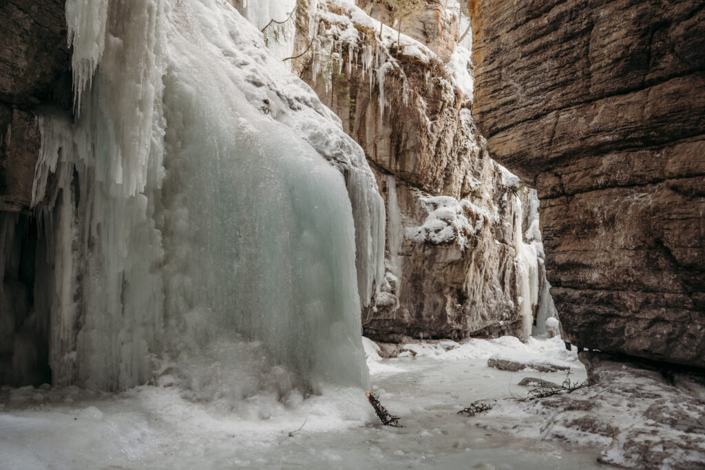 Beautiful, frozen waterfall in the heart of Alberta. 